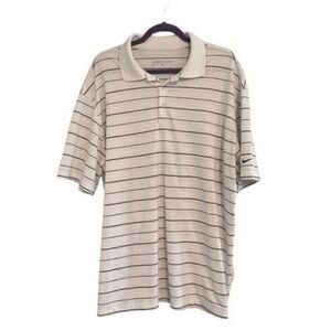 Nike Dri-FIT Victory Golf Polo Shirt White Black Striped Short Sleeve XL